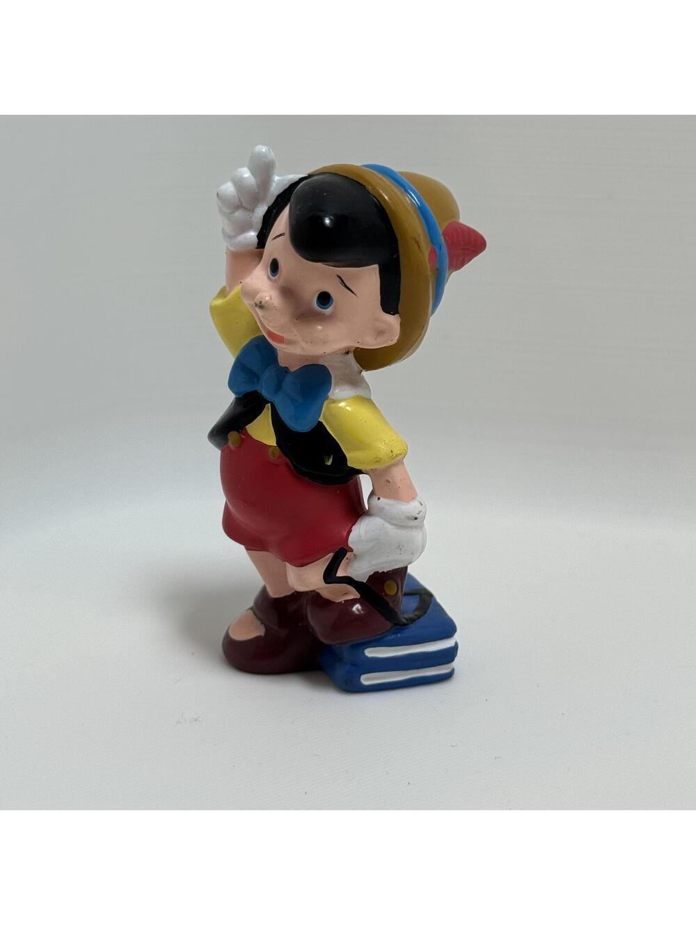 Vintage Pinocchio PVC Figure With Books Cake Topper 3" 80s Disney